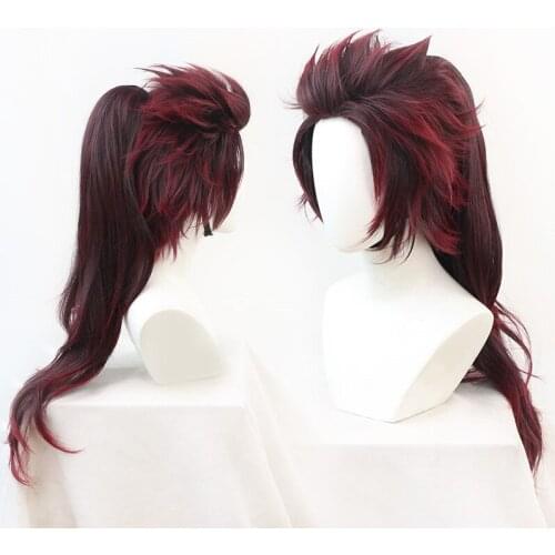 70cm Anime Demon Slayer Kimetsu No Yaiba Cosplay Wigs Kamado Tanjirou Wig Long Heat Resistant Synthetic Hair + Free Wig Cap