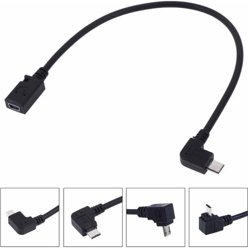 90 Degree Down& Up& Right Left Angled Micro USB 2.0 5Pin Male To Mini Usb Female Extension Connector Adapter Long Plug Connector