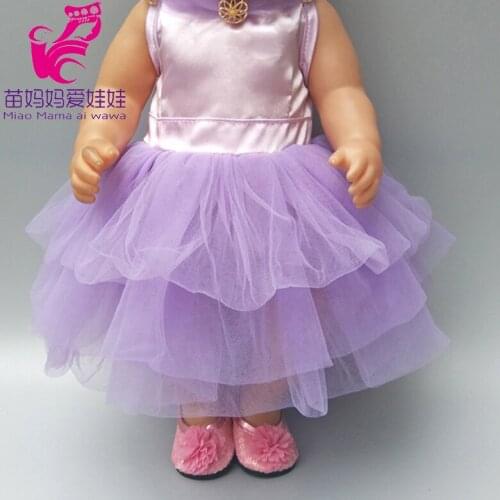 Fits 43cm baby dolls purple 3 layers lace dress dolls quality vintage party dress outwear gift to kids