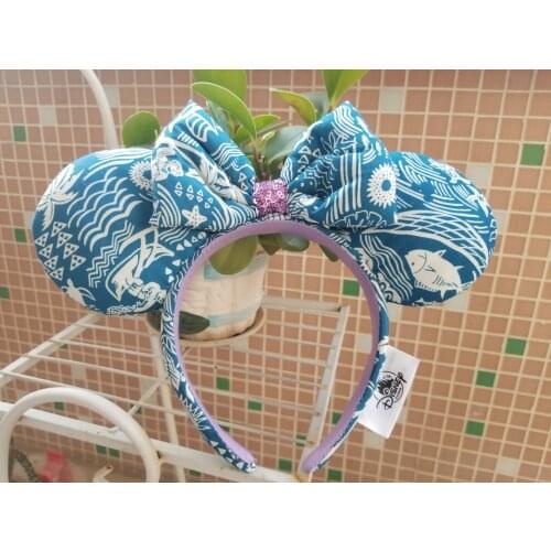 New Aulani Hawaii Mickey Minnie Mouse Ears Headband Tori Richard blue flowers