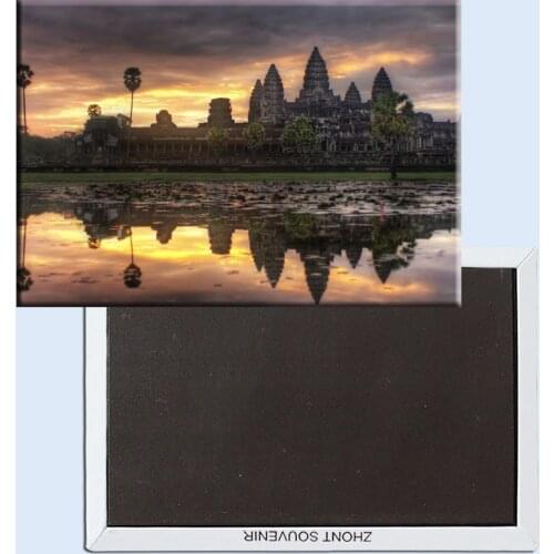Rectangle Rigid Magnets ,Cambodia Logo Sign Angkor Wat Rectangle Metal Fridge Magnet 5523 Tourism Souvenir