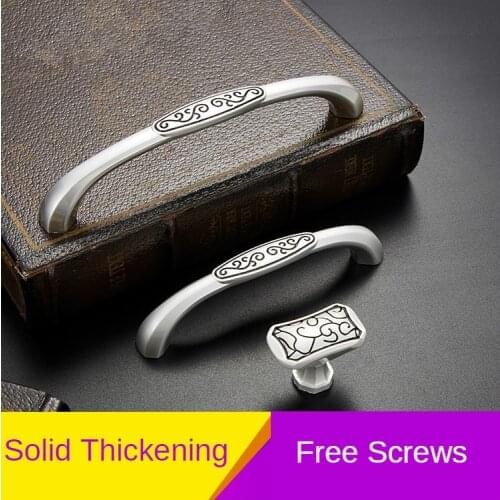 Silver Furniture Handle Art Black Line Pattern Closet Drawer Knob Bedroom Cabinet Door Handle Home Decoration Hardware