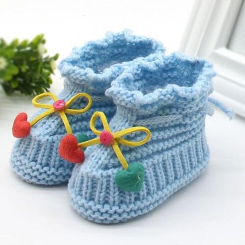 Woolen Baby Shoes Infants Crochet Knit Fleece Warm Boots Toddler Girl Boy Wool Snow Crib Shoes Winter Booties New