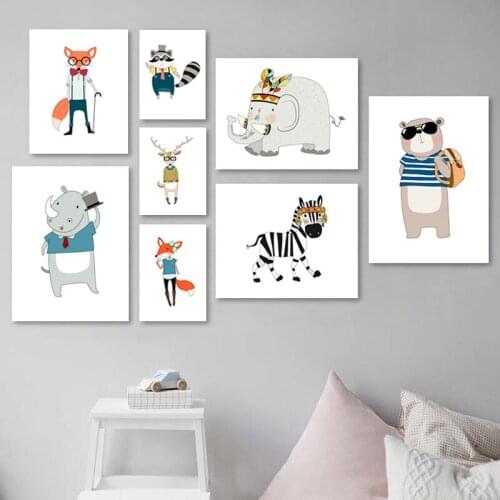 Nordic Modern Cartoon Oil Painting Animal Canvas Home Decor Kids Bedroom Living Room Sofa Wall Art Decoration Painting by Number