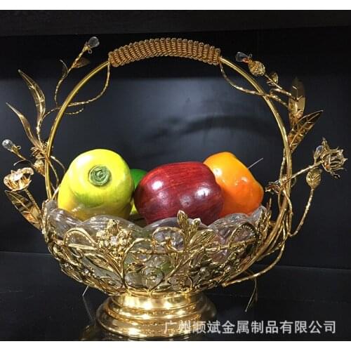 Wedding Basket European style diamond lace metal glass snack dry fruit snack fruit plate Hotel KTV luxury accessories