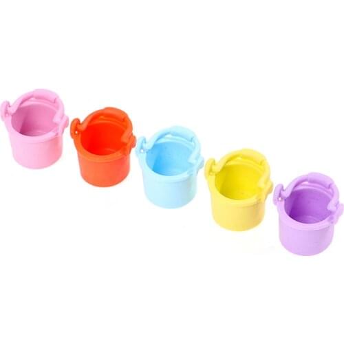 5Pcs Water Bucket 1:12 Fairy Home Kitchen Pretnd Play Game Dollhouse Miniature Colorful Bucket Classic Pretend Play Toys Gifts