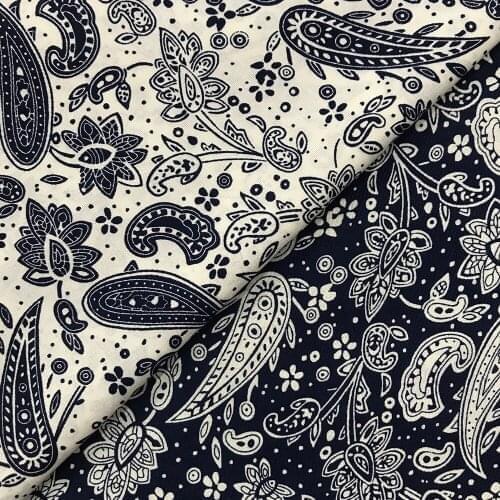 Vintage Cotton Poplin Printed Fabric Sewing Dress Shirt DIY Hand Crafts Needlework Garment Textiles Materials 100X150cm
