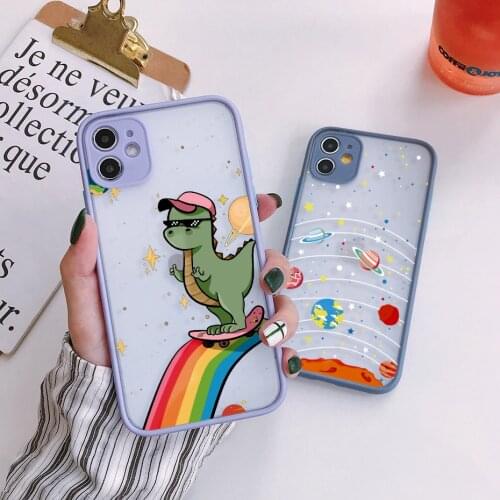 Dinosaur Outer Space Planet Camera Protection Phone Cases For iPhone 11 Pro Max XR XS Max X 8 7 6S Plus Matte Shockproof Cover