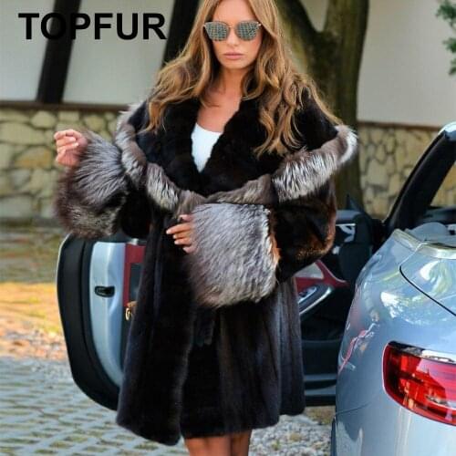 TOPFUR Winter Customized Coats Natural Real Mink Fur Coat With Hood Real Fur Coat Womend Full Sleeves Coats With Belt Women