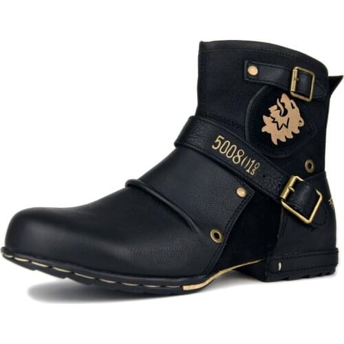 Winter Boots For Men Motorcycle Boots Men Genuine Leather Mens Ankle Boots High Quality Breathable Work Cowboy Boots Botas