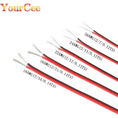 10 Meters UL2468 18/20/22/24/26 Gauge AWG Electrical Wire Red Black Wire Tinned Copper Insulated Electrical Automotive Wires PVC