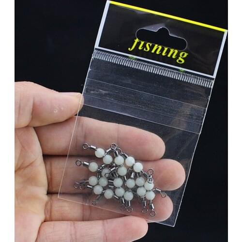 10 pcs/set 3 Way Fishing (Swivel) T-shape 360 Degree Rotatable Night Luminous Glow Beads Lure Connector