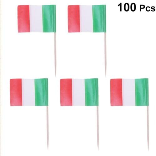 100pcs Italy France Flag Shape Cake Topper Decorative Food Picks Cupcake Toppers Muffin Food Fruit Insert Festival Party Favors