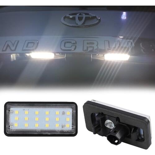 18SMD 6000K White LED Rear License Number Plate Lights For Toyota Land Cruiser 100 Series Prado J120 J200 Reiz 4D Mark X