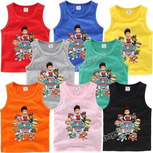 Paw Patrol 2021 New Hot Boy Girl Baby Cotton Underwaist Vest Singlet Chase Marshall Skye Rubble Children Kid Birthday Gift Doll