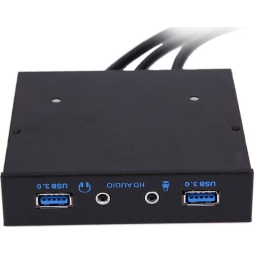 3.5-inch 20-pin to 2 USB 3.0-port hubs+HD audio computer floppy disk expansion front panel for 9-pin audio cable computer