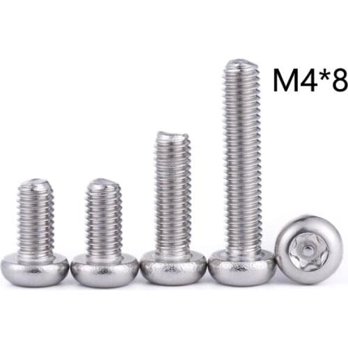 300pcs DIN7985TX 304 Stainless Steel Inside Plum Flower Belt Pillar Pan Head Type Anti theft Bolt Pan Head Torx Security Screw