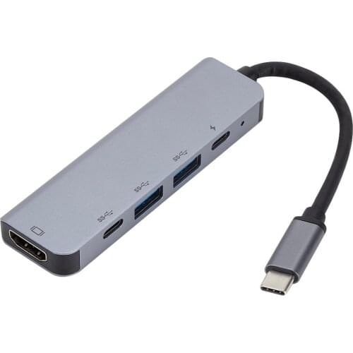 5 in1 USB-C to type-c 3 USB 3.0 Hub HDMI RJ45 Ethernet Mini sdtf OTG Adapter 4K