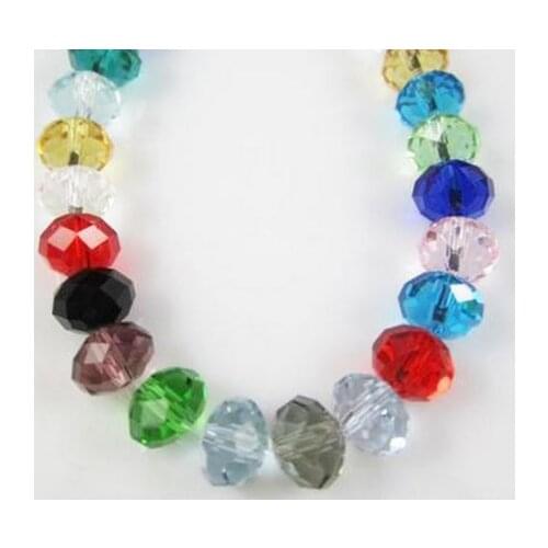 8mm lot loose strand Mixed white Faceted Rondelle Glass Crystal Beads spacer necklace Bracelet jewelry DIY accessory hgt3