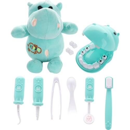 9Pcs Kids Pretend Plush Play Dentist Check Teeth Model Set Medical Kit Educational Role Play Simulation Learing Toys