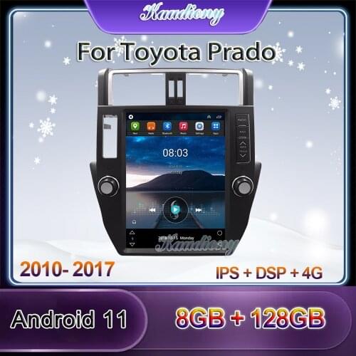 Kaudiony 10.4" Tesla Style Android 10.0 Car Radio For Toyota Prado Car Multimedia Player Auto GPS Navigation BT DSP 4G 2010-2017