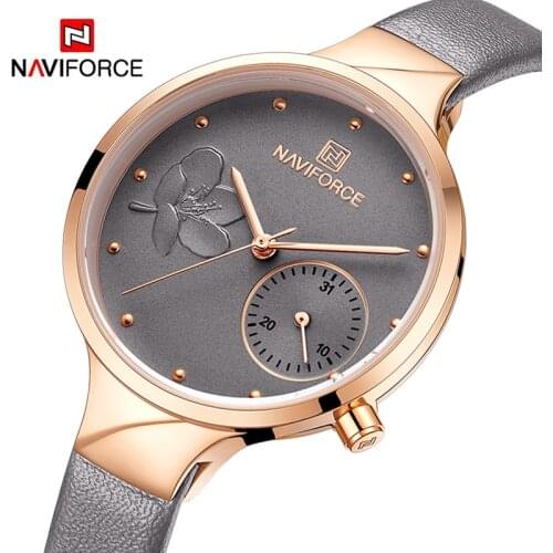 Top Luxury NAVIFORCE Womens Watches Fashion Ladies Leather Strap Casual Dress Waterproof Quartz Wristwatch Clock Reloj Mujer