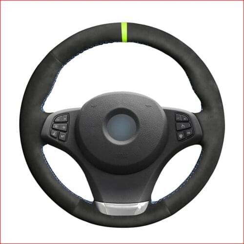 MEWANT Black Suede Steering Wheel Cover for BMW E83 X3 2003 2004 2005 2006 2007 2008 2009 2010 E53 X5 2004 2005 2006 Accessories