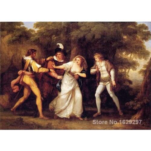 Valentine Rescues Silvia in The Two Gentlemen of Verona by Angelica Kauffman famous portrait artist High quality Hand painted