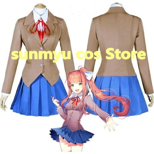 Doki Doki Literature Club Monika Sayori Yuri Natsuki School Uniform Girl Cosplay Costume Custom Size Customize