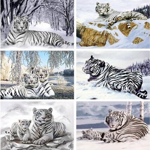 Evershine 5D DIY Diamond Embroidery Tiger Full Square Diamond Painting Animals Winter Cross Stitch Mosaic Home Decoration