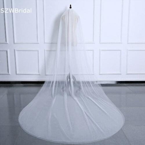 New Arrival White Ivory Cathedral Wedding Veils Two Layers with Comb Tulle Casamento Bridal Veil Bride Wedding accessories