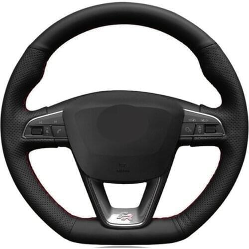 Car Steering Wheel Cover DIY Black Artificial Leather For Seat Leon Cupra Leon ST Cupra Leon ST Cupra Ateca Cupra Ateca FR