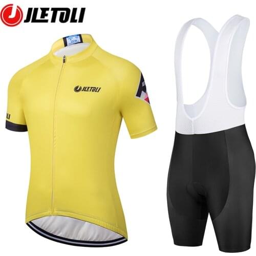JLETOLI Summer Cycling Jersey Set Breathable Team Racing Sport Bicycle Jersey Mens Clothing Short Bike Kits Jersey Ciclismo