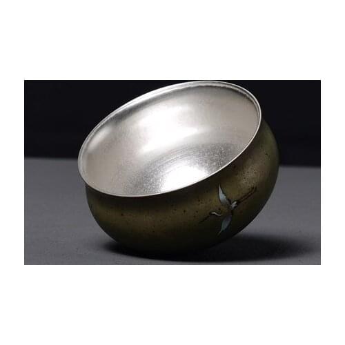 Stoneware Hand-painted Enamel Teacup Sterling Silver 999 Kungfu Liner Silver Household Drink Tea Cup Black Tea Oolong Teaware