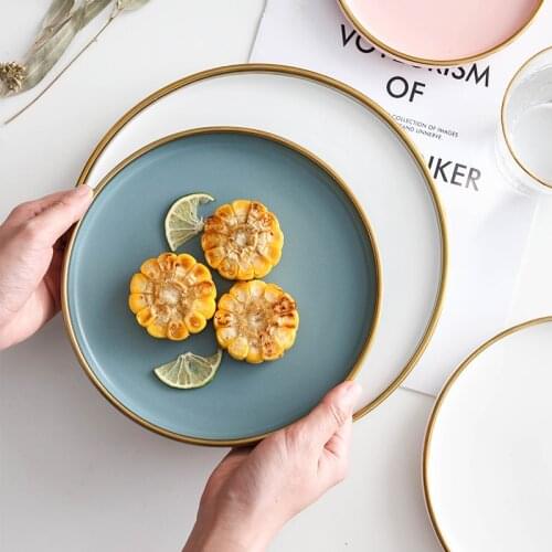 Nordic style ceramic cake dessert bread fruit dessert nuts sushi plate steak plate pasta plate try to eat plate with glass cover