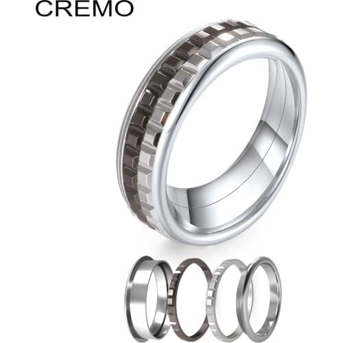 Cremo Spinner Rings Fashion Stainless Steel Filled Ring Band Multi Stackable Exqusite Wedding Rings