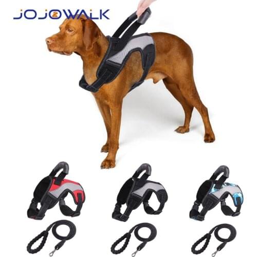 Dog Harness and Leash Set Pet Reflective Nylon Adjustable Breathable Harnesses For Small Large Dogs Vest Outdoor Walking Running
