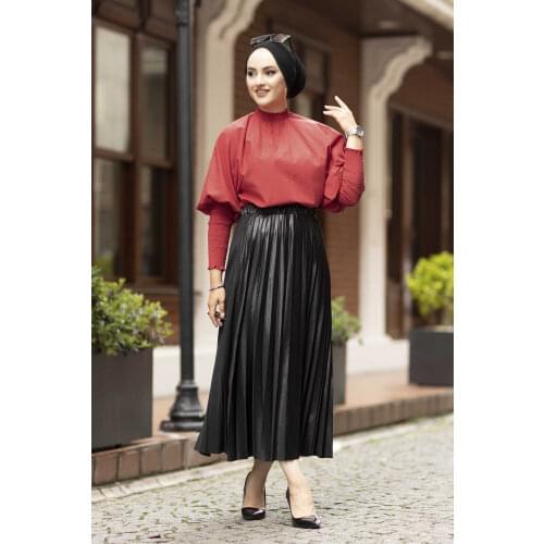 Leather Look Skirt lond Turkey Muslim Fashion Hijab Islam Clothing Dubai 2021