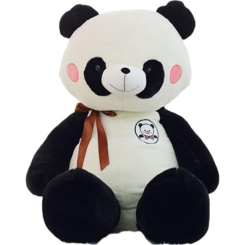Cute Panda Bear With Bow-Knot Plush Toys Soft Cartoon Animal Black And White Panda Stuffed Doll Kids Girl Boy Gifts