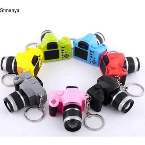Mini camera Keychain SLR camera Keychain Car Key Chain Key Ring LED Flashlight Colorful Kaca Key chain For Gift wholesale 17211
