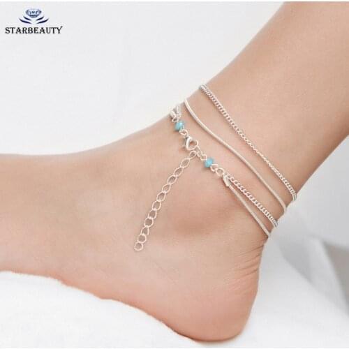 Multi Layer Leg Bracelet Anklet F New Summer Yoga Beach Leg Bracelets Women Silver Color Charm Anklets Jewelry Gift
