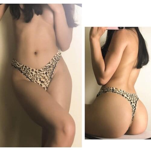 Fashion Lingerie Women Soft Underwear Nylon Thongs Panties Traceless Breathable Leopard Pattern Women Underwear