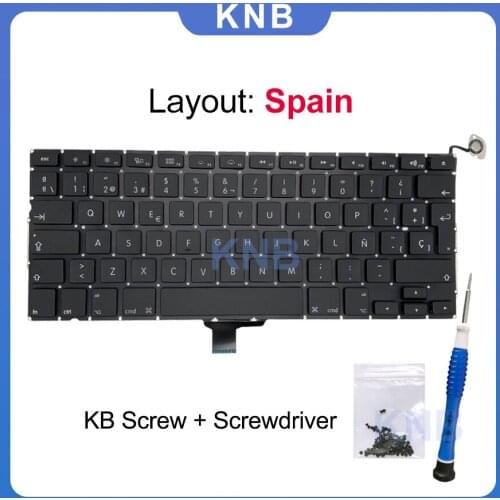 New A1278 Spain Keyboard for Macbook Pro A1278 keyboard with Screw set Screwdriver MC700 MB990 MC374 MB466 2009-2012 year