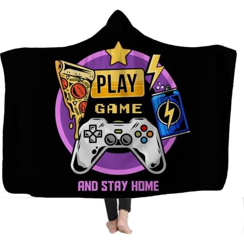New Game Console Single Side Printing Pattern Family Hooded Blanket Magic Cloak Comfortable Warm Thickened Flannel Shawl Blanket