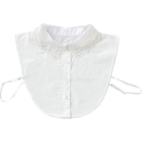 New Women Detachable Lapel Fake Collar Organza embroidery Shirt Fake False Collar Blouse Removable False Half Shirt Blouse