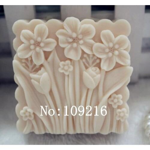 Wholesale!!1pcs Square Flowers (zx70) Silicone Handmade Soap Mold Crafts DIY Mould