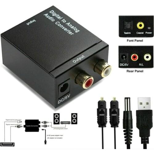 W/ Fiber Cable RCA Out Optical Digital to Audio Conversion Decoder 3.5mm Optical Digital to Analog Audio Converter Adapter