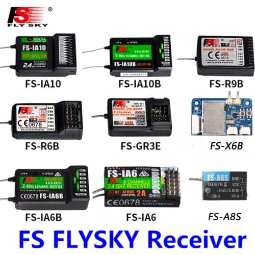 FlySky FS-R6B FS-GR3E FS-IA10B IA6B X6B FS-A8S receiver receptor para i6 i10 CT6B T6 TH9x transmisor de Control remoto partes