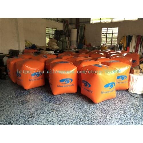 Sale of 1 meter inflatable water cube buoy, triangular buoy float for water sports