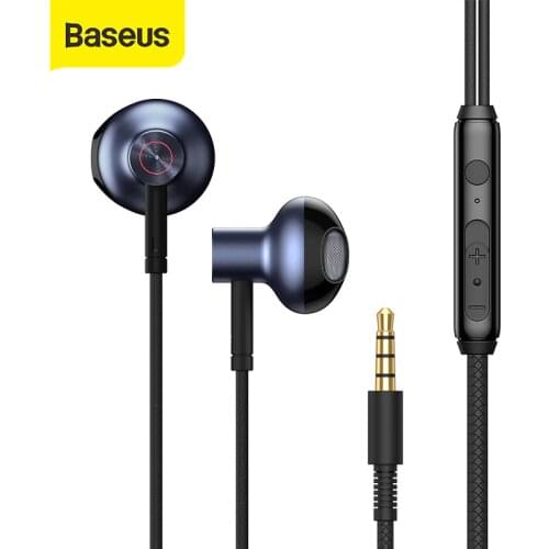Baseus H19 Wired Earphones 6D Stereo Bass Headphone In-Ear 3.5mm Headset with MIC for Xiaomi Samsung Phones